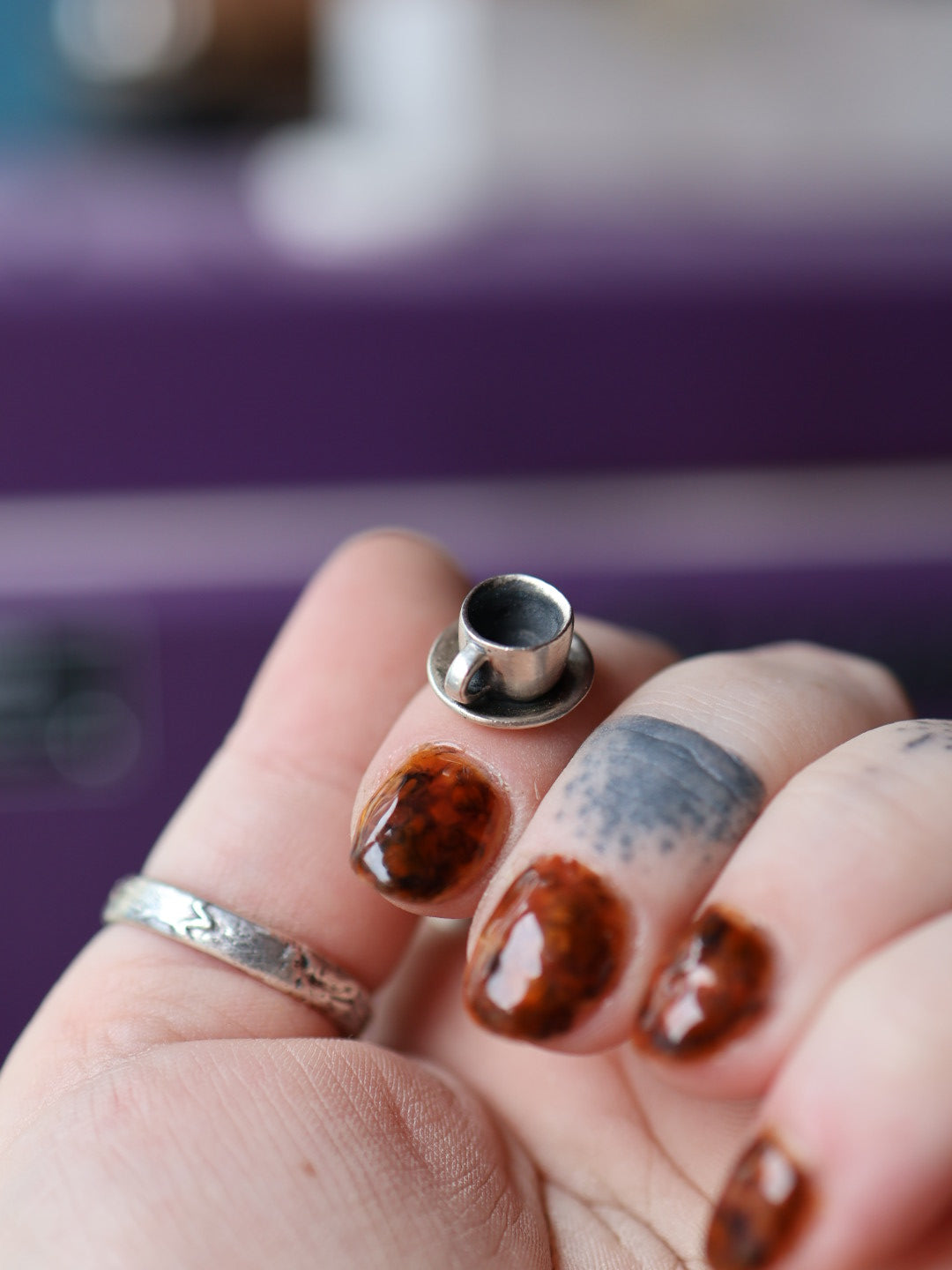 Handmade Fine Silver Tea Cup Charm