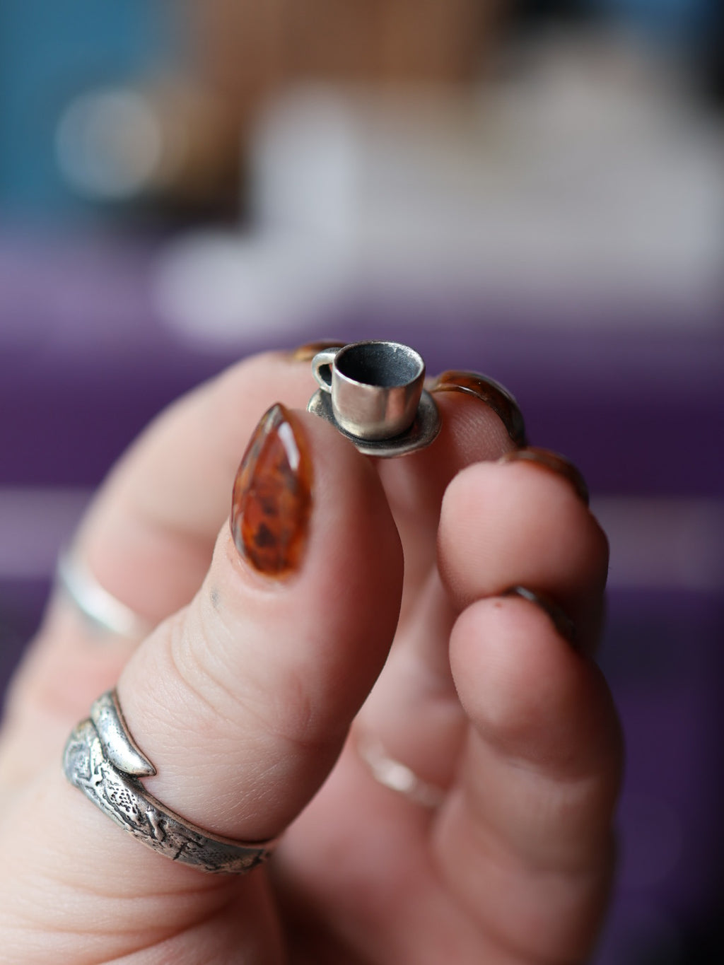Handmade Fine Silver Tea Cup Charm