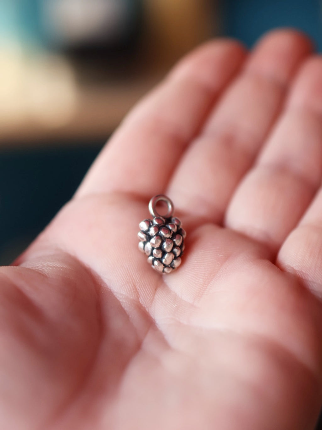 Handmade Fine Silver Blackberry Charm
