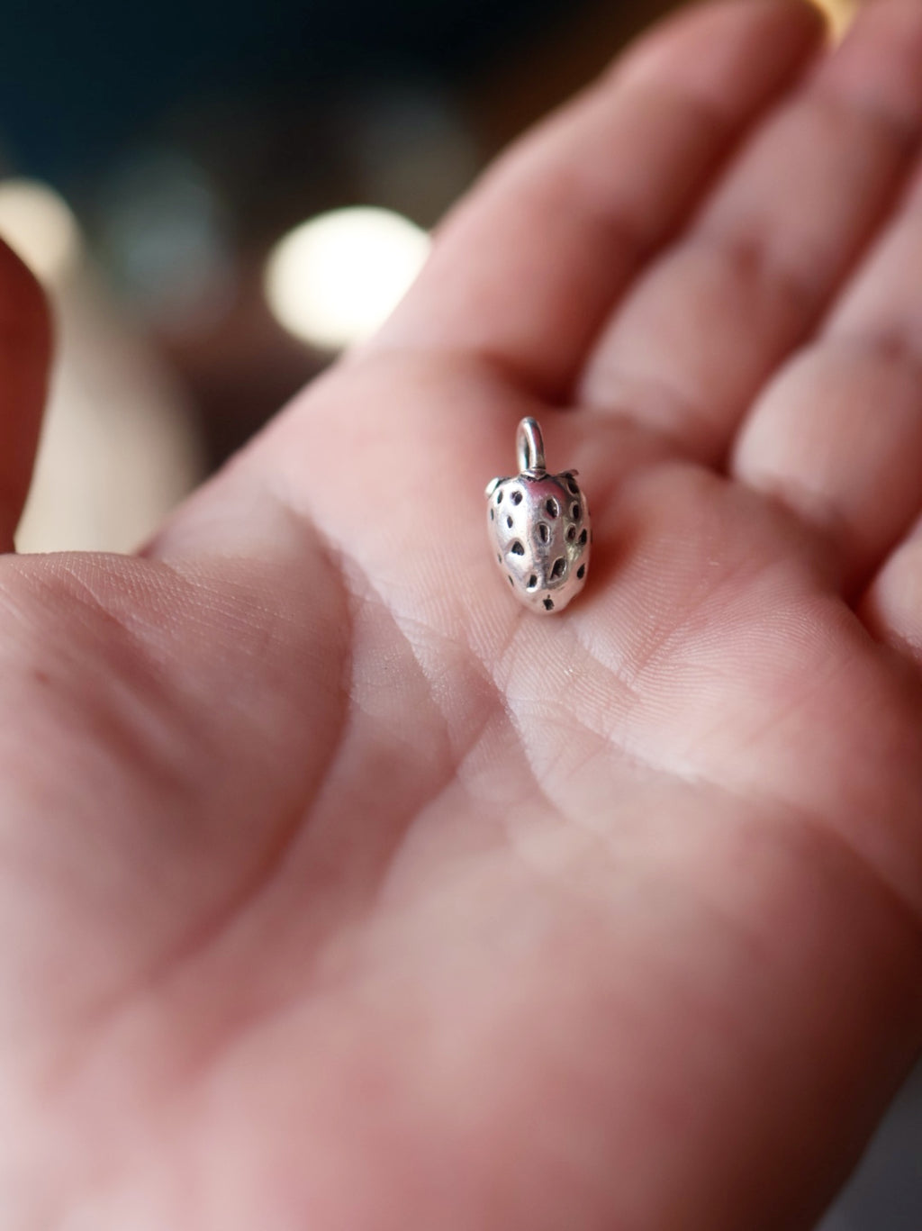 Handmade Fine Silver Strawberry Charm