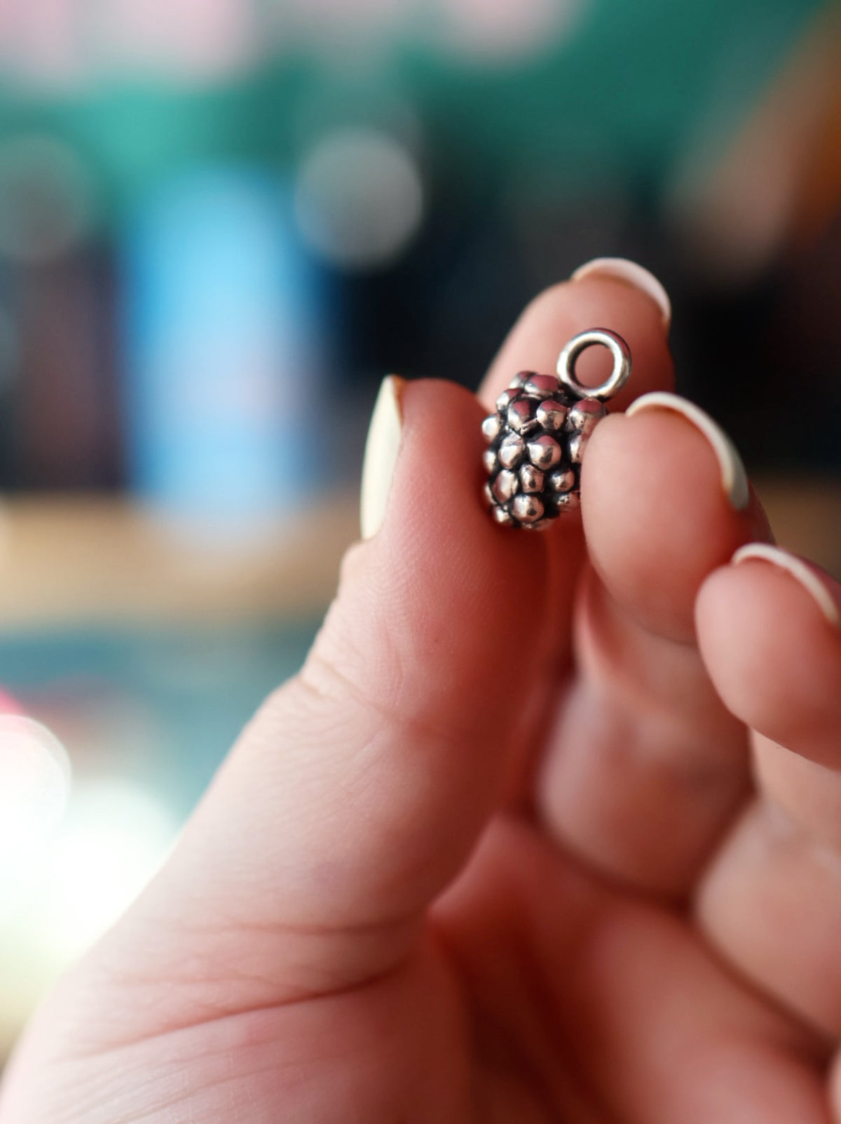 Handmade Fine Silver Blackberry Charm
