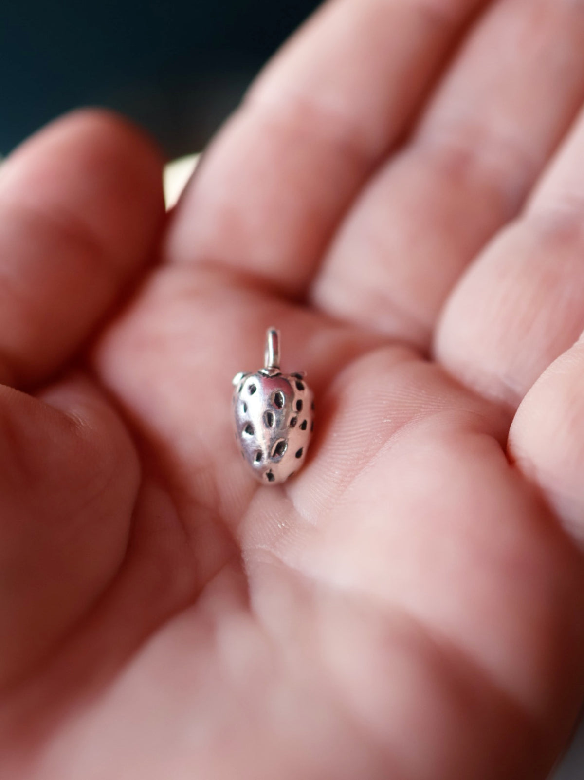 Handmade Fine Silver Strawberry Charm