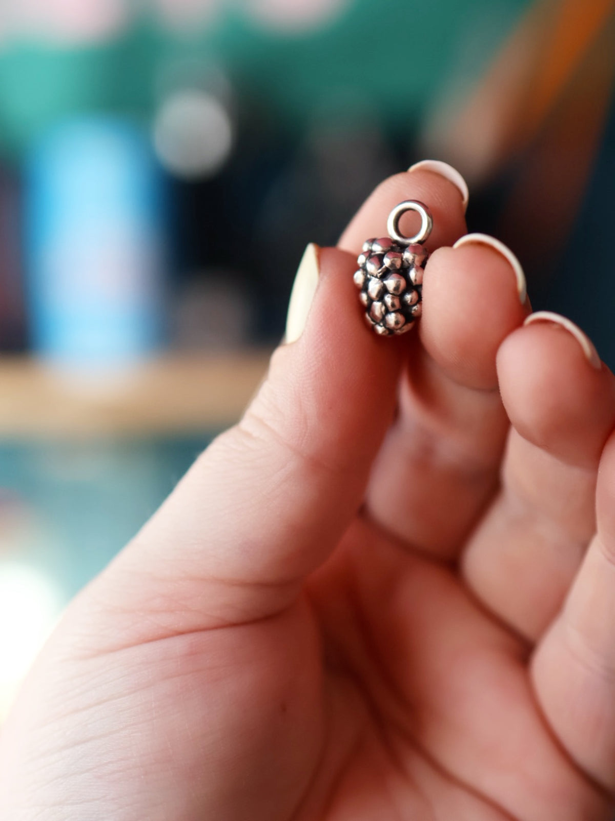 Handmade Fine Silver Blackberry Charm