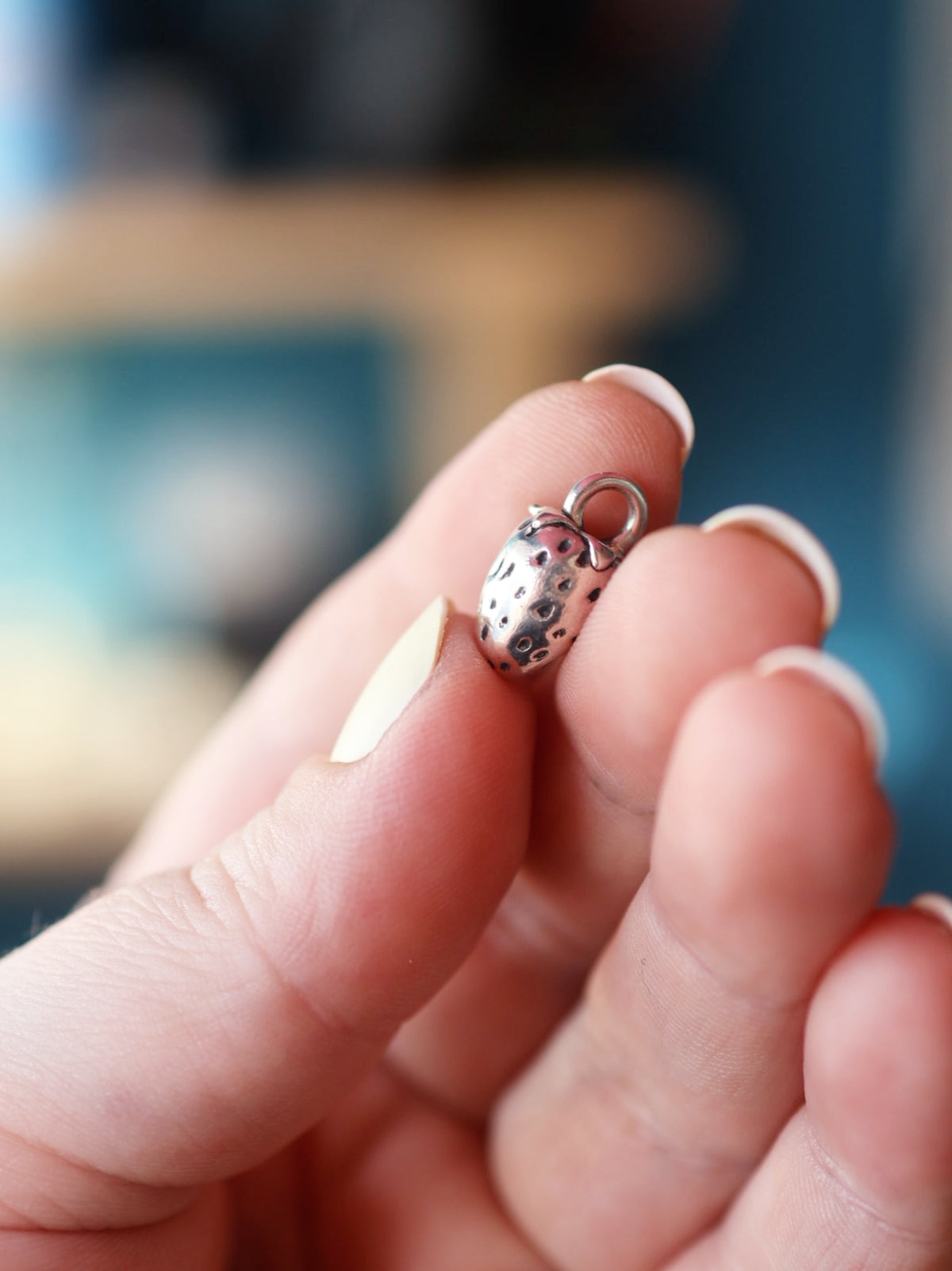 Handmade Fine Silver Strawberry Charm