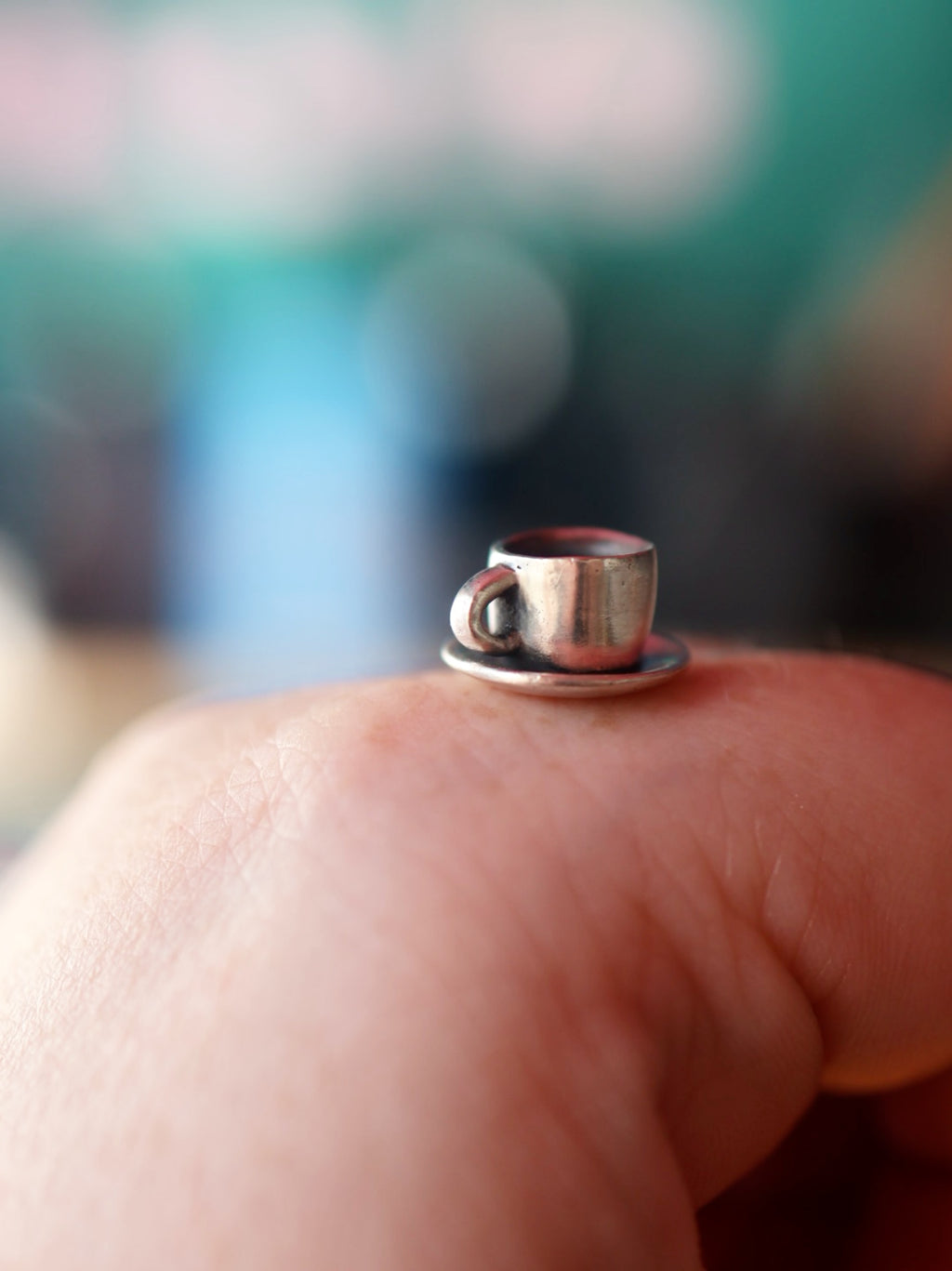 Handmade Fine Silver Tea Cup Charm